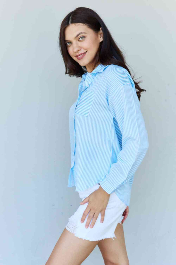 Doublju She Means Business Striped Button Down Shirt Top-Timber Brooke Boutique, Online Women's Fashion Boutique in Amarillo, Texas