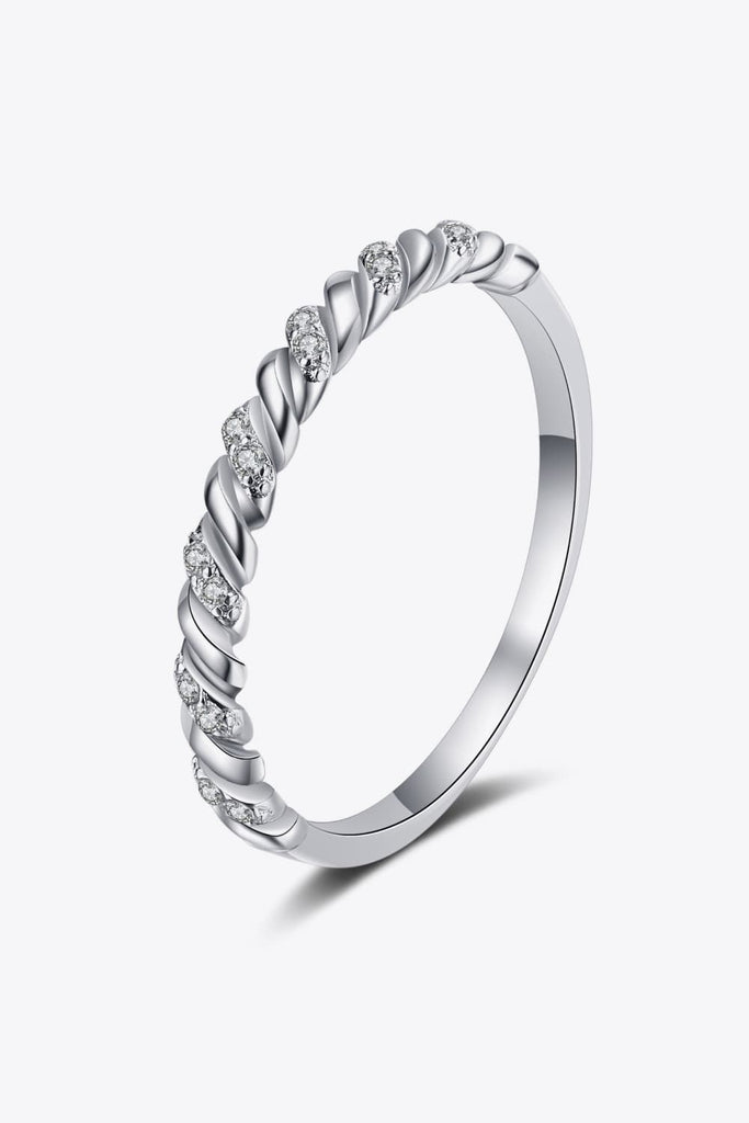 Moissanite Rhodium-Plated Half-Eternity Ring-Timber Brooke Boutique, Online Women's Fashion Boutique in Amarillo, Texas