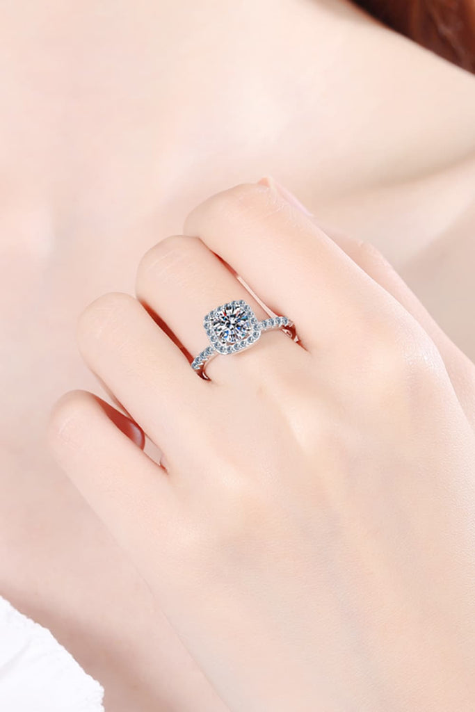 2 Carat Moissanite Square Halo Ring-Timber Brooke Boutique, Online Women's Fashion Boutique in Amarillo, Texas