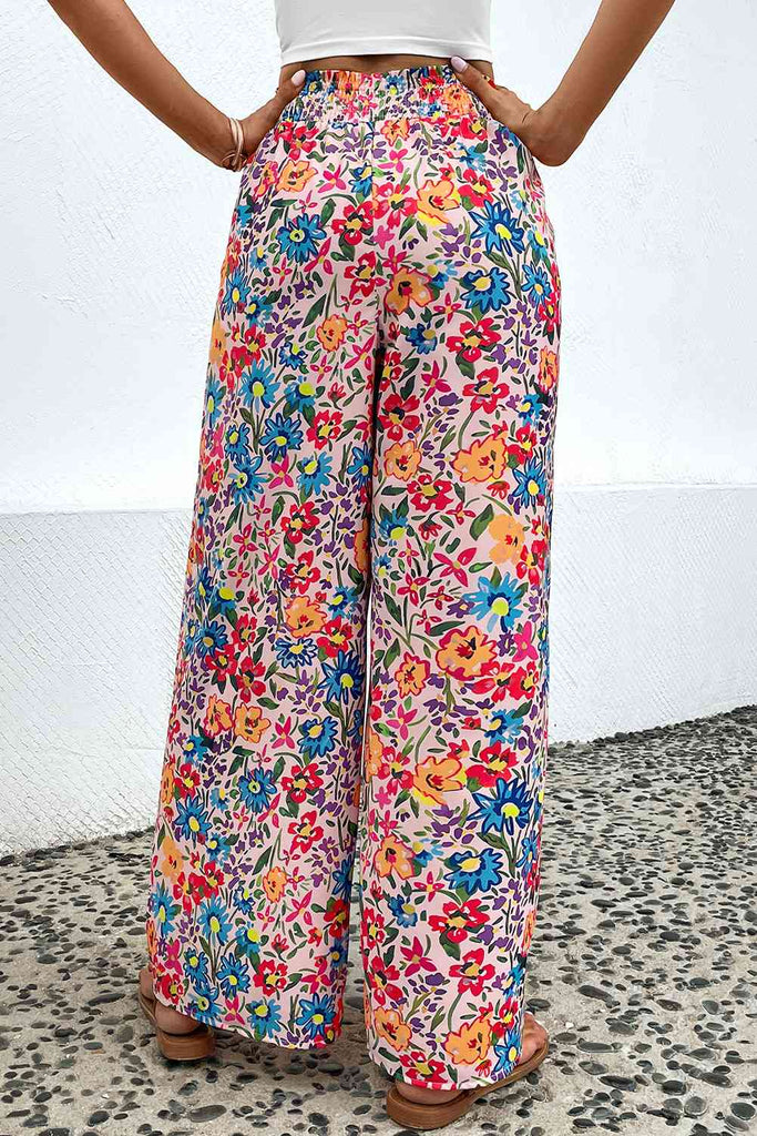 Floral Print Wide Leg Long Pants-Timber Brooke Boutique, Online Women's Fashion Boutique in Amarillo, Texas