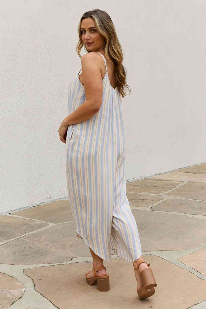HEYSON Full Size Multi Colored Striped Jumpsuit with Pockets-Timber Brooke Boutique, Online Women's Fashion Boutique in Amarillo, Texas