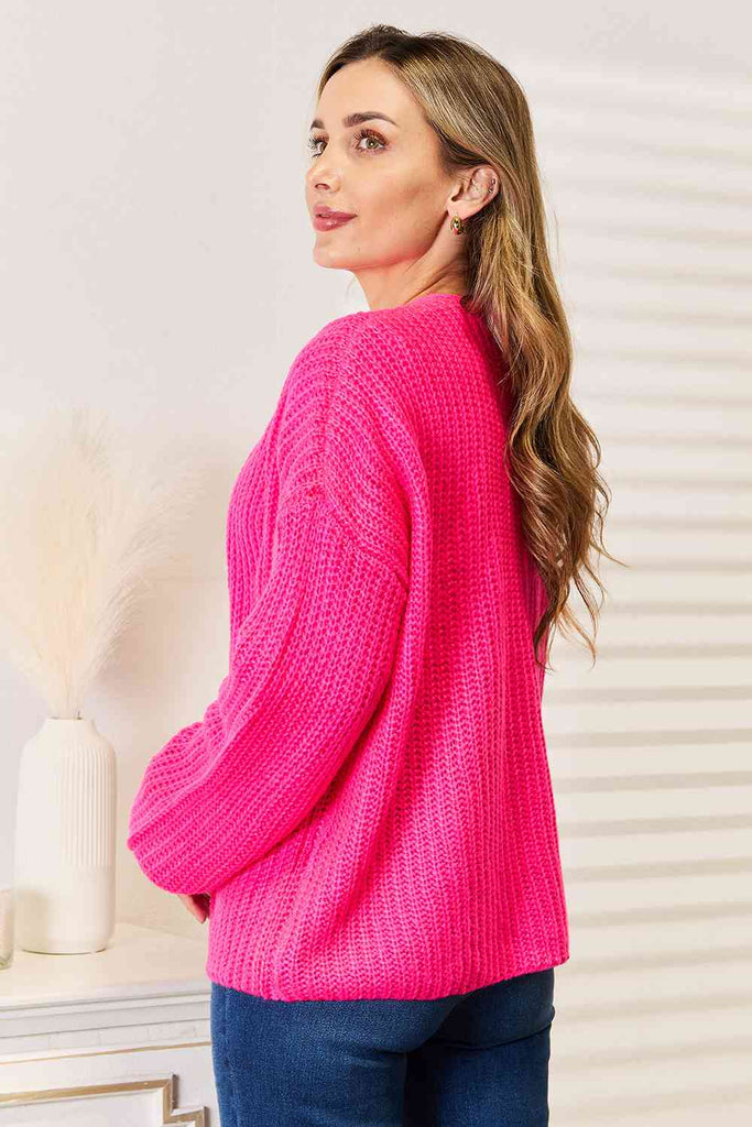 Woven Right Rib-Knit Open Front Drop Shoulder Cardigan-Timber Brooke Boutique, Online Women's Fashion Boutique in Amarillo, Texas