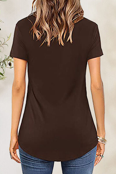 Crisscross Short Sleeve T-Shirt-Timber Brooke Boutique, Online Women's Fashion Boutique in Amarillo, Texas