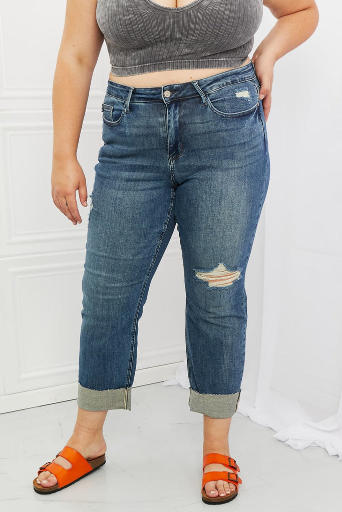 Judy Blue Michelle Full Size Straight Dad Jeans-Denim-Timber Brooke Boutique, Online Women's Fashion Boutique in Amarillo, Texas