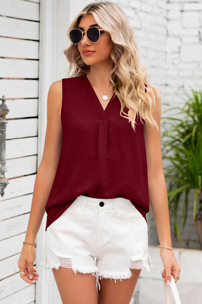 Texture V-Neck Sleeveless Top-Timber Brooke Boutique, Online Women's Fashion Boutique in Amarillo, Texas