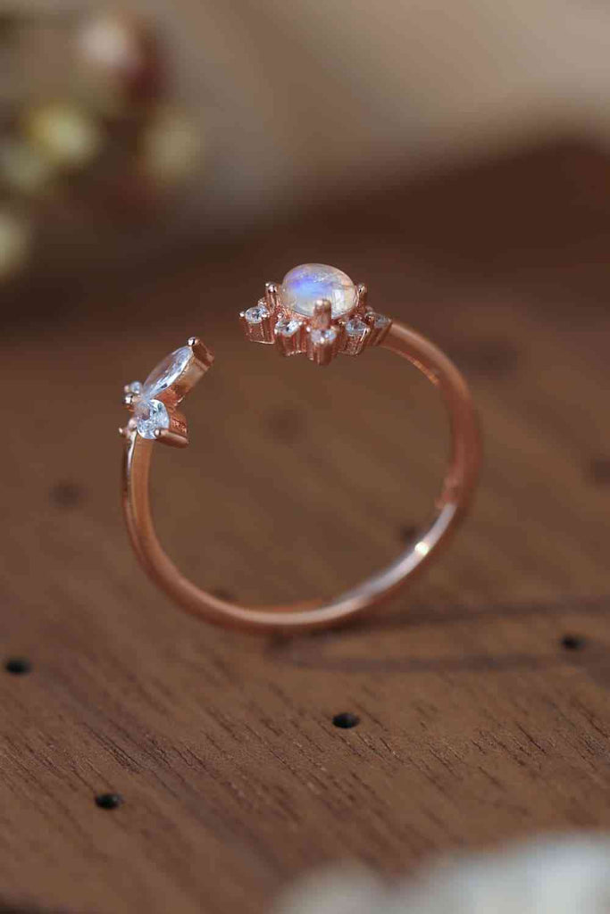 Moonstone 18K Rose Gold-Plated Open Ring-Timber Brooke Boutique, Online Women's Fashion Boutique in Amarillo, Texas