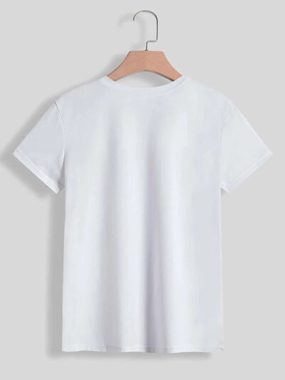 Rabbit Round Neck Short Sleeve T-Shirt-Timber Brooke Boutique, Online Women's Fashion Boutique in Amarillo, Texas