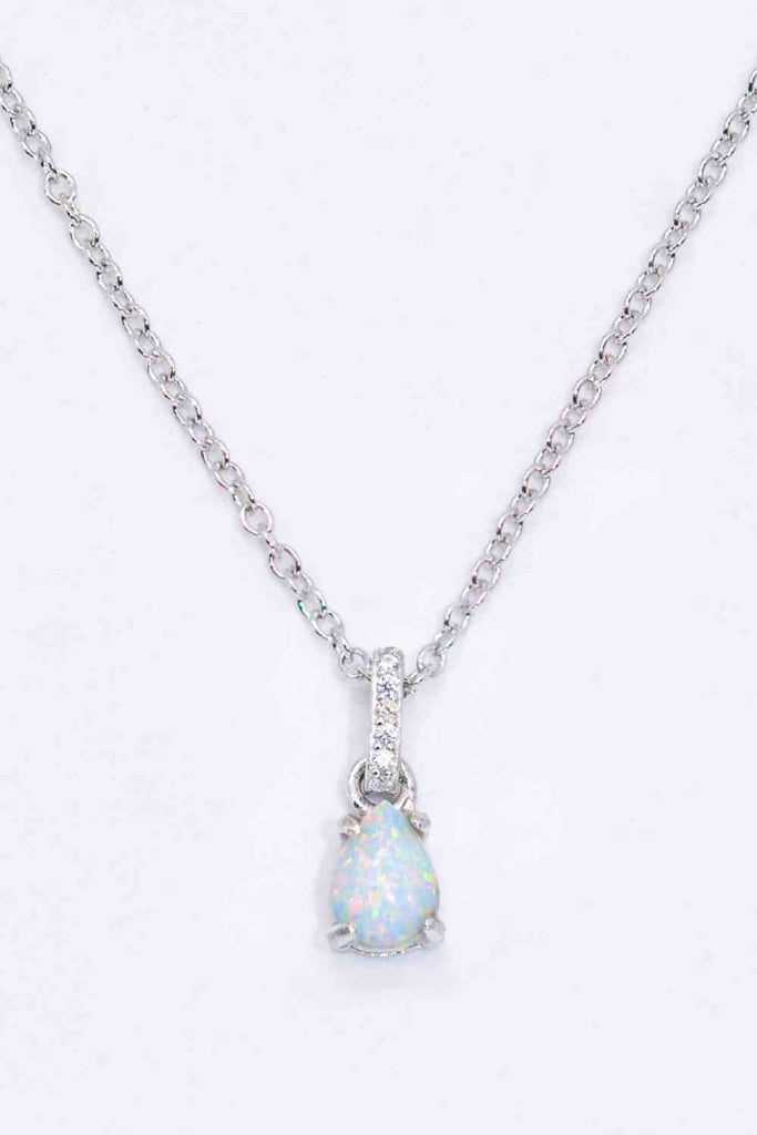 Opal Pendant 925 Sterling Silver Chain-Link Necklace-Timber Brooke Boutique, Online Women's Fashion Boutique in Amarillo, Texas