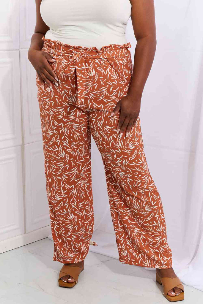 Heimish Right Angle Full Size Geometric Printed Pants in Red Orange-Timber Brooke Boutique, Online Women's Fashion Boutique in Amarillo, Texas
