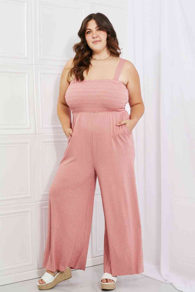 Zenana Only Exception Full Size Striped Jumpsuit-Timber Brooke Boutique, Online Women's Fashion Boutique in Amarillo, Texas