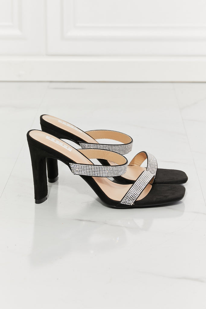 MMShoes Leave A Little Sparkle Rhinestone Block Heel Sandal in Black-Timber Brooke Boutique, Online Women's Fashion Boutique in Amarillo, Texas