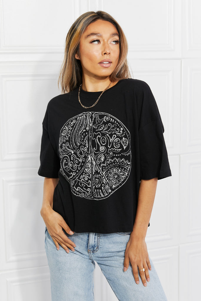 mineB Peace Crop Graphic Tee-Timber Brooke Boutique, Online Women's Fashion Boutique in Amarillo, Texas