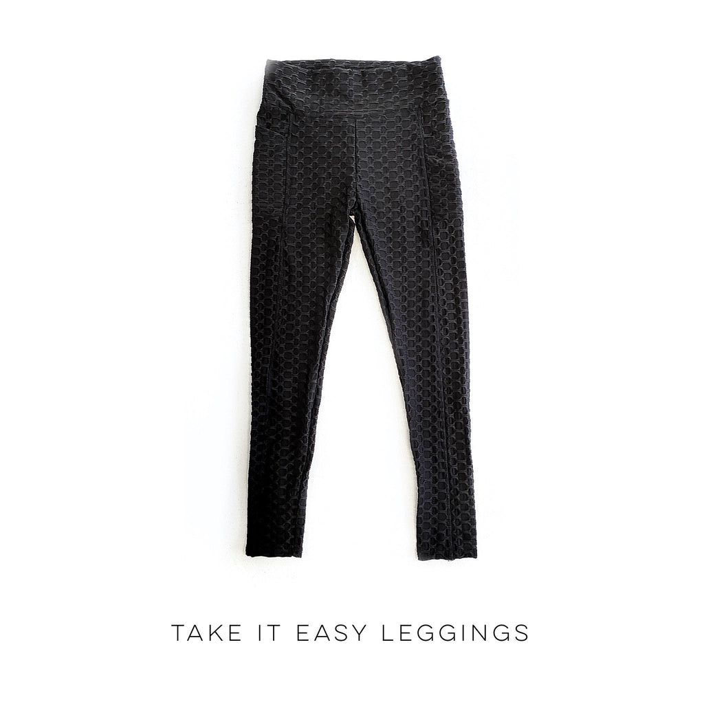 Take It Easy Tik-Tok Pocket Leggings in Black-White Birch-Timber Brooke Boutique, Online Women's Fashion Boutique in Amarillo, Texas