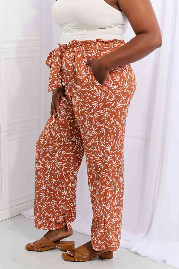 Heimish Right Angle Full Size Geometric Printed Pants in Red Orange-Timber Brooke Boutique, Online Women's Fashion Boutique in Amarillo, Texas