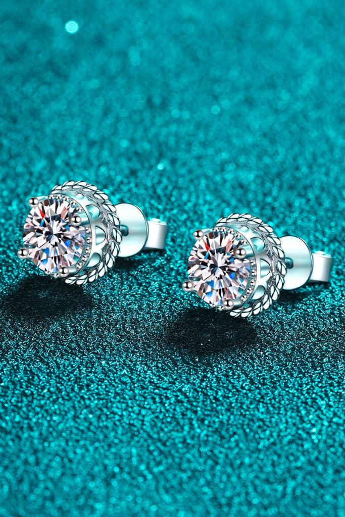 2 Carat Moissanite 925 Sterling Silver Stud Earrings-Timber Brooke Boutique, Online Women's Fashion Boutique in Amarillo, Texas