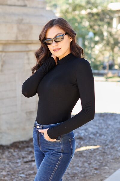 Basic Bae Full Size Mock Neck Long Sleeve Bodysuit-Timber Brooke Boutique, Online Women's Fashion Boutique in Amarillo, Texas