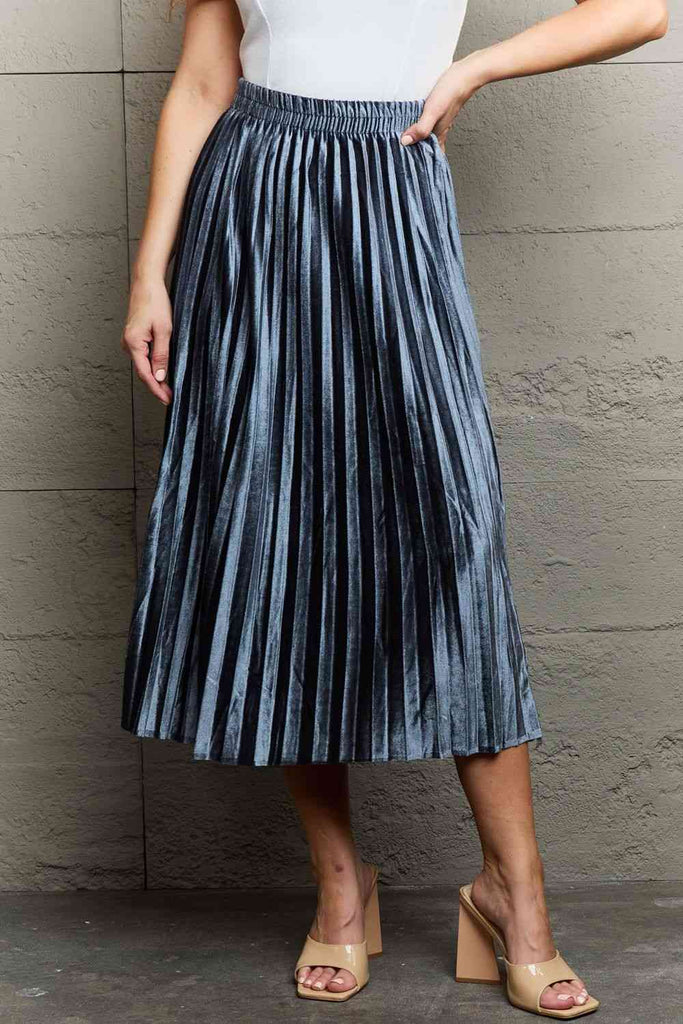 Ninexis Accordion Pleated Flowy Midi Skirt-Timber Brooke Boutique, Online Women's Fashion Boutique in Amarillo, Texas