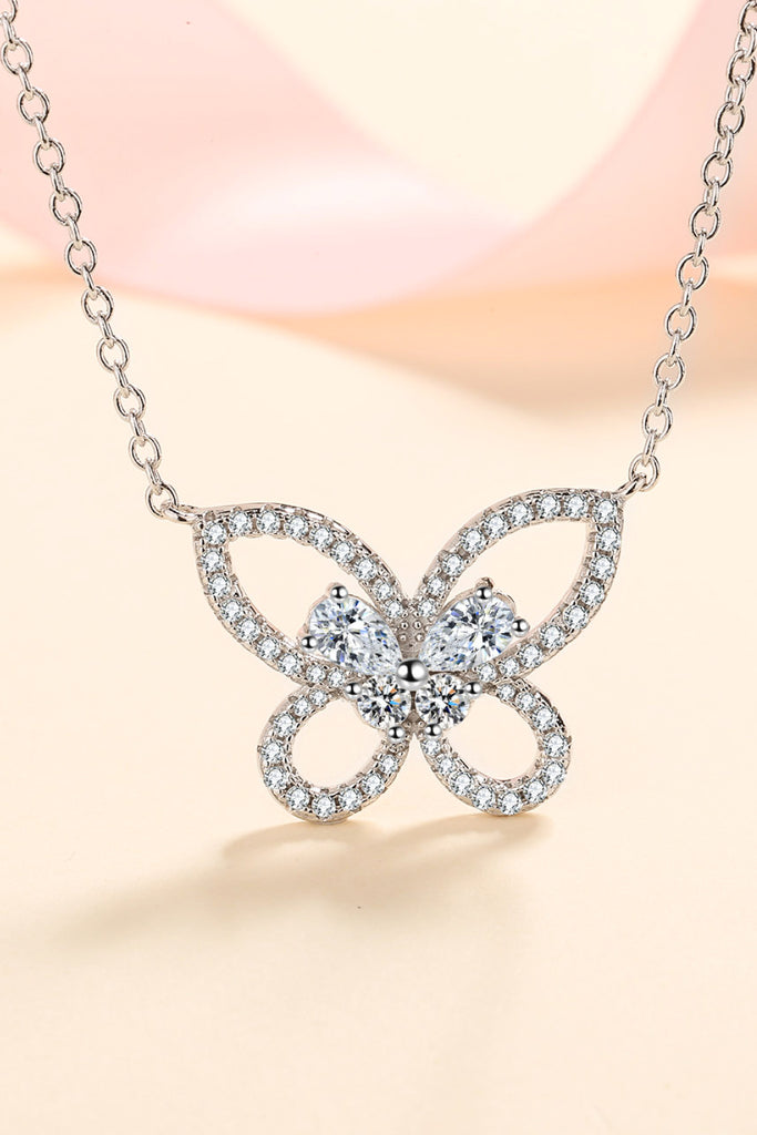 Moissanite Butterfly Pendant Necklace-Timber Brooke Boutique, Online Women's Fashion Boutique in Amarillo, Texas