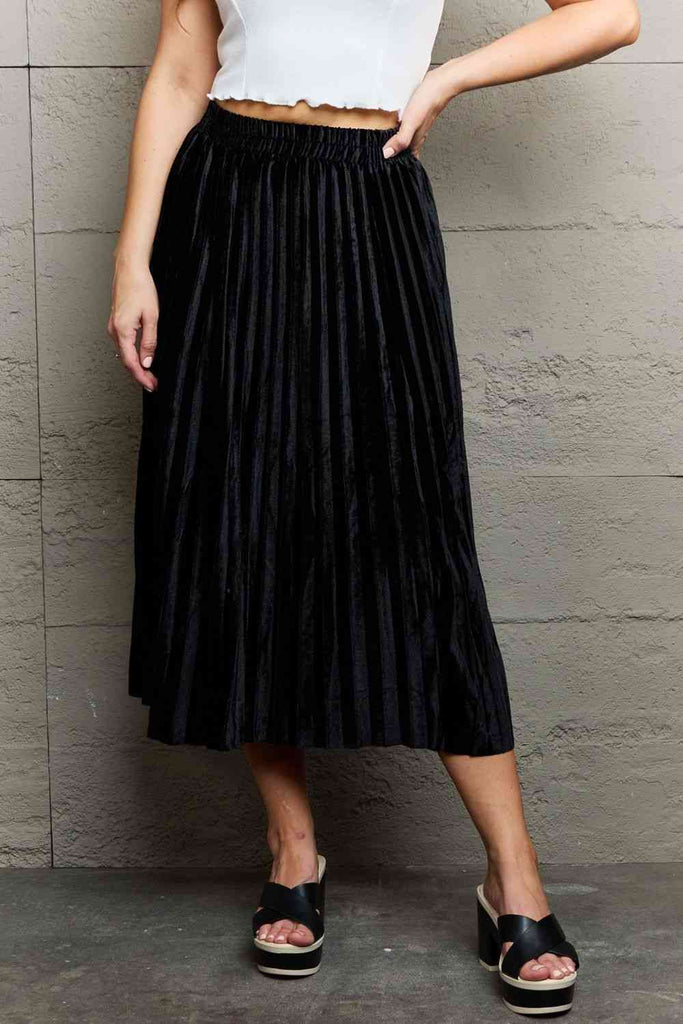 Ninexis Accordion Pleated Flowy Midi Skirt-Timber Brooke Boutique, Online Women's Fashion Boutique in Amarillo, Texas