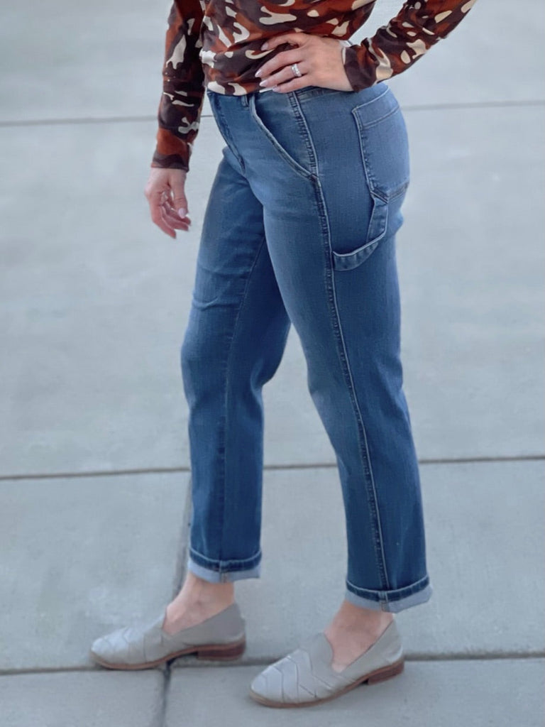 Adventure Awaits Carpenter Judy Blue Jeans-judy blue-Timber Brooke Boutique, Online Women's Fashion Boutique in Amarillo, Texas