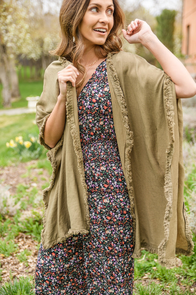 Adrift Memories Kimono in Green-Womens-Timber Brooke Boutique, Online Women's Fashion Boutique in Amarillo, Texas