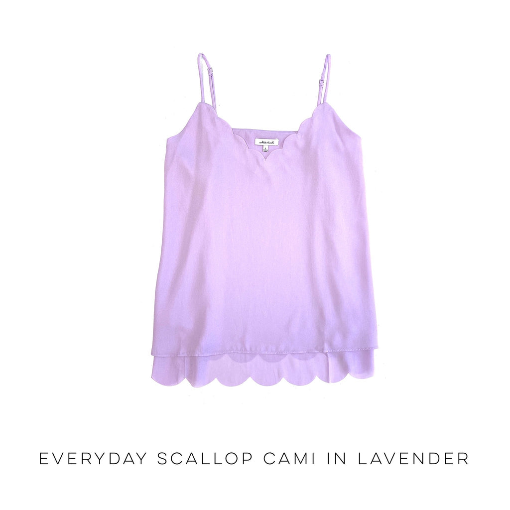 Everyday Scallop Cami in Lavender-White Birch-Timber Brooke Boutique, Online Women's Fashion Boutique in Amarillo, Texas