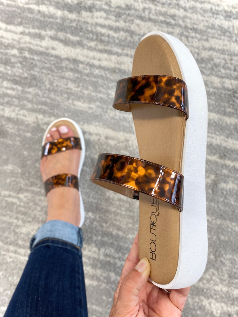 Paddle Board Wedges in Tortoise-Corkys-Timber Brooke Boutique, Online Women's Fashion Boutique in Amarillo, Texas