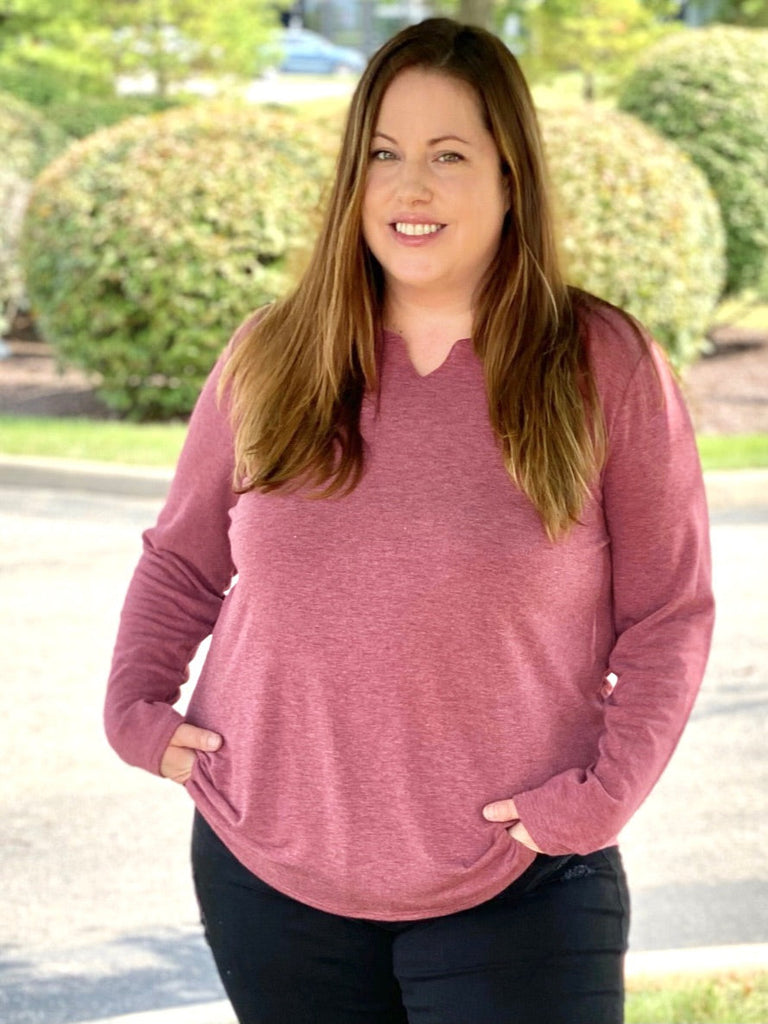 Cool Nights Burgundy Top-Emerald-Timber Brooke Boutique, Online Women's Fashion Boutique in Amarillo, Texas