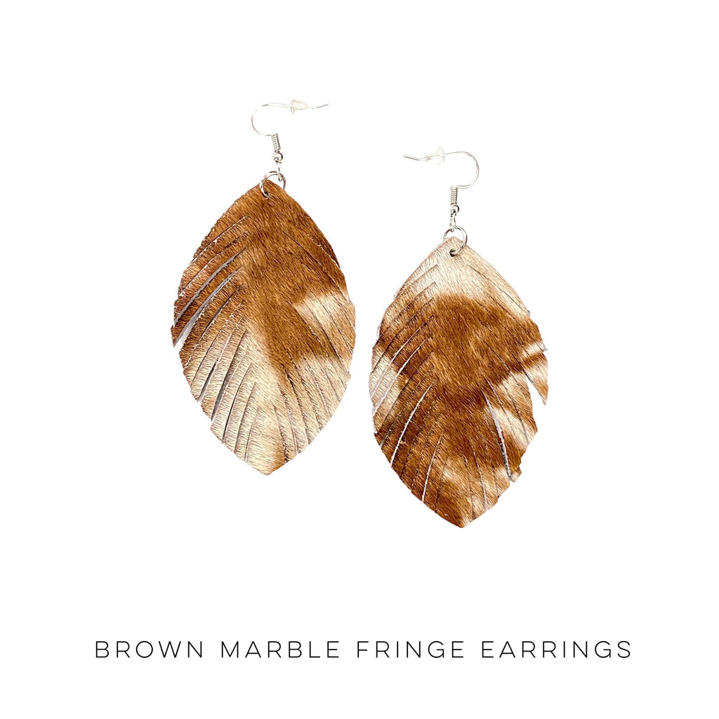 Brown Marble Fringe Earrings-YFW-Timber Brooke Boutique, Online Women's Fashion Boutique in Amarillo, Texas
