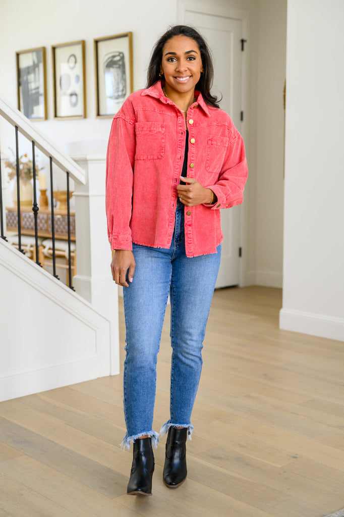 Best Day Ever Corduroy Shacket In Red-Womens-Timber Brooke Boutique, Online Women's Fashion Boutique in Amarillo, Texas