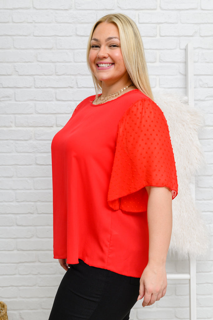 Best Of My Love Short Sleeve Blouse In Red-Womens-Timber Brooke Boutique, Online Women's Fashion Boutique in Amarillo, Texas