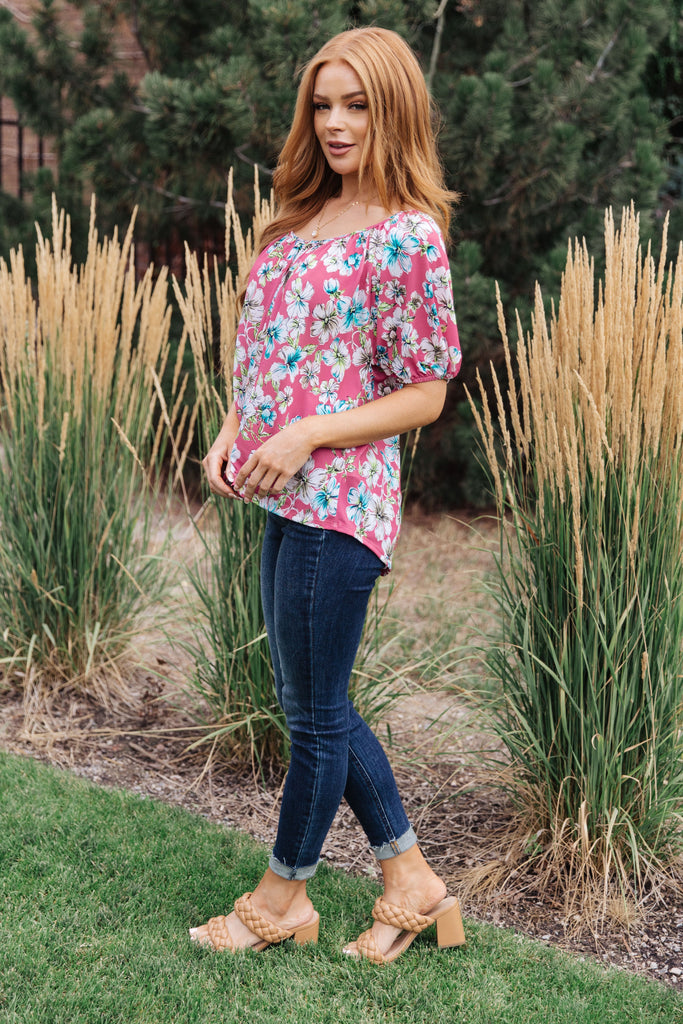 Bloom So Bright Floral Top-Womens-Timber Brooke Boutique, Online Women's Fashion Boutique in Amarillo, Texas