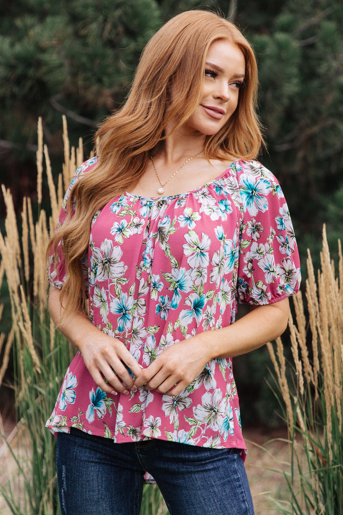 Bloom So Bright Floral Top-Womens-Timber Brooke Boutique, Online Women's Fashion Boutique in Amarillo, Texas