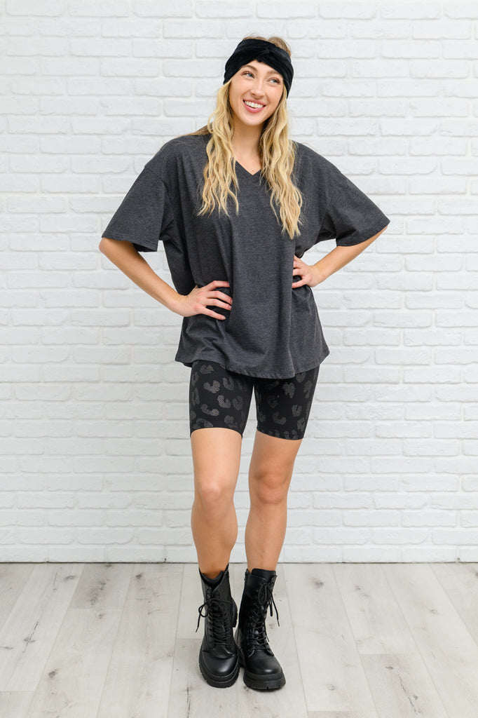 Doorbuster: Boxy V Neck Boyfriend Tee In Charcoal-Womens-Timber Brooke Boutique, Online Women's Fashion Boutique in Amarillo, Texas