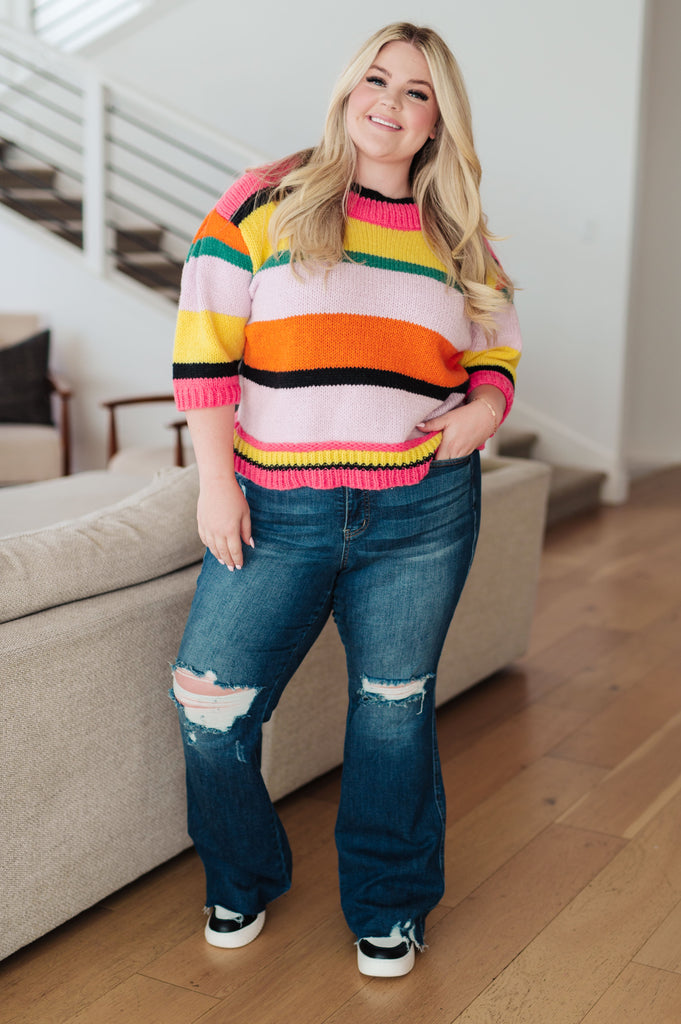 Bright Side Striped Sweater-Womens-Timber Brooke Boutique, Online Women's Fashion Boutique in Amarillo, Texas