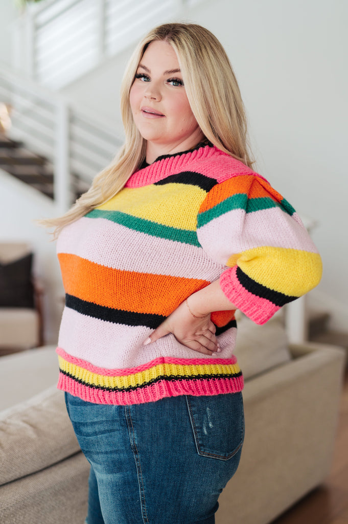 Bright Side Striped Sweater-Womens-Timber Brooke Boutique, Online Women's Fashion Boutique in Amarillo, Texas