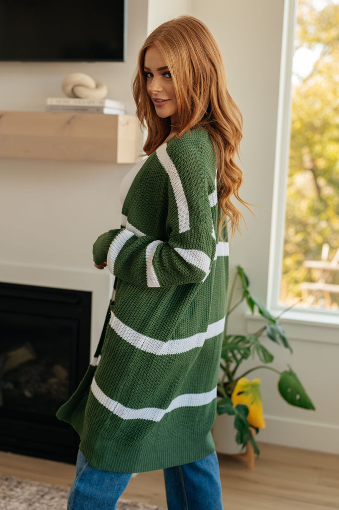 Brighter is Better Striped Cardigan in Green- 11/30/2023-Womens-Timber Brooke Boutique, Online Women's Fashion Boutique in Amarillo, Texas