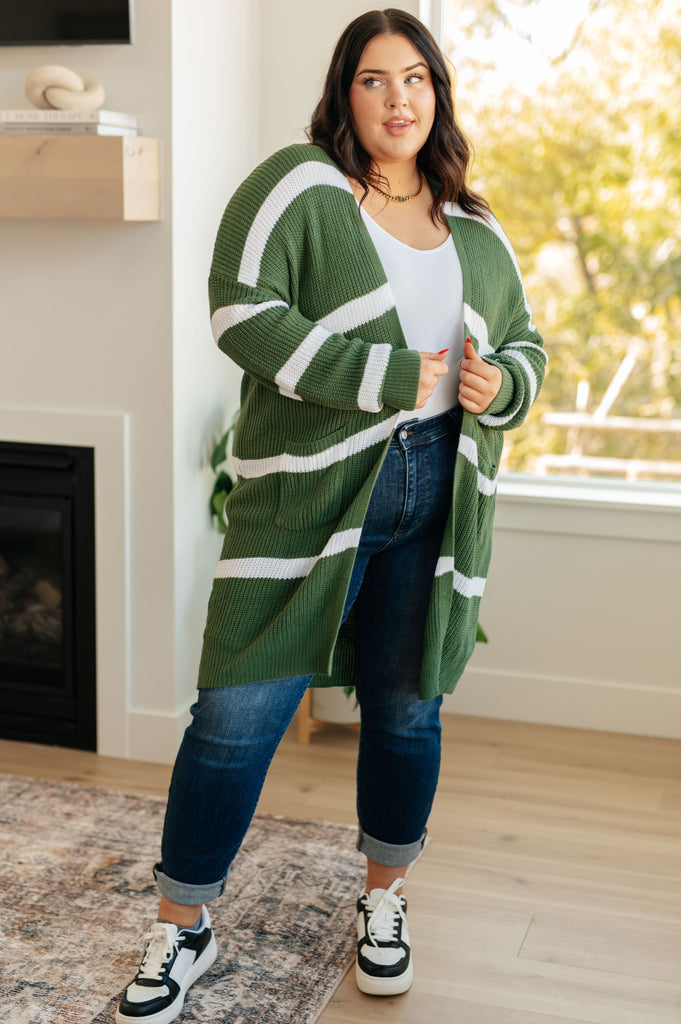 Brighter is Better Striped Cardigan in Green- 11/30/2023-Womens-Timber Brooke Boutique, Online Women's Fashion Boutique in Amarillo, Texas