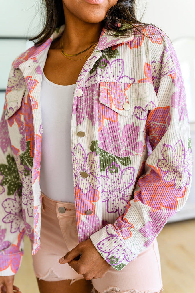 Bring the Bouquet Floral Corduroy Jacket-Coats & Jackets-Timber Brooke Boutique, Online Women's Fashion Boutique in Amarillo, Texas