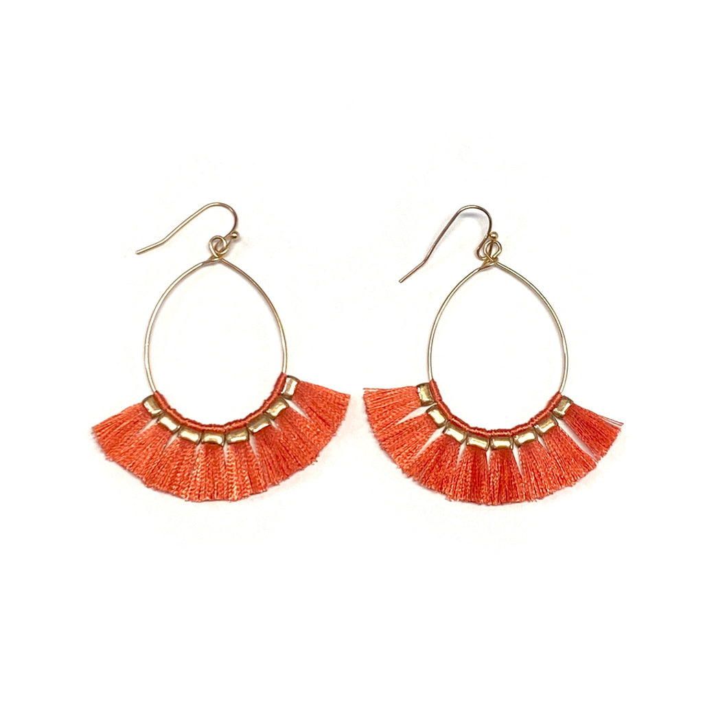 Just a Tassel Coral Earrings-Urbanista-Timber Brooke Boutique, Online Women's Fashion Boutique in Amarillo, Texas