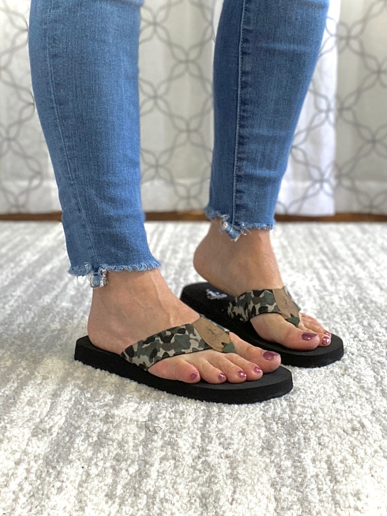 On The Trail Camo Flip Flops-Corkys-Timber Brooke Boutique, Online Women's Fashion Boutique in Amarillo, Texas
