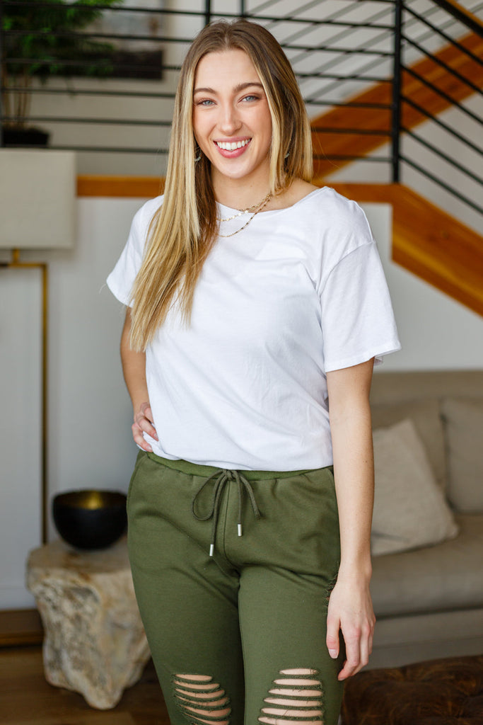 Cardinal Short Sleeve Tee in White-Short Sleeve Top-Timber Brooke Boutique, Online Women's Fashion Boutique in Amarillo, Texas