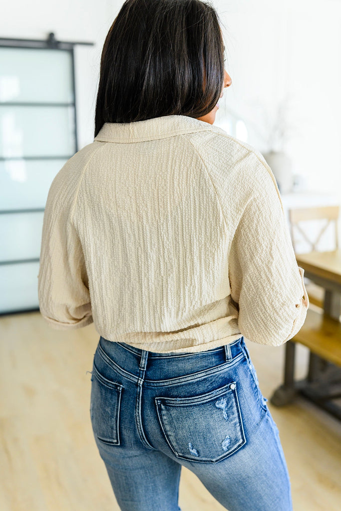 Castaway Tie Front Shirt-Womens-Timber Brooke Boutique, Online Women's Fashion Boutique in Amarillo, Texas