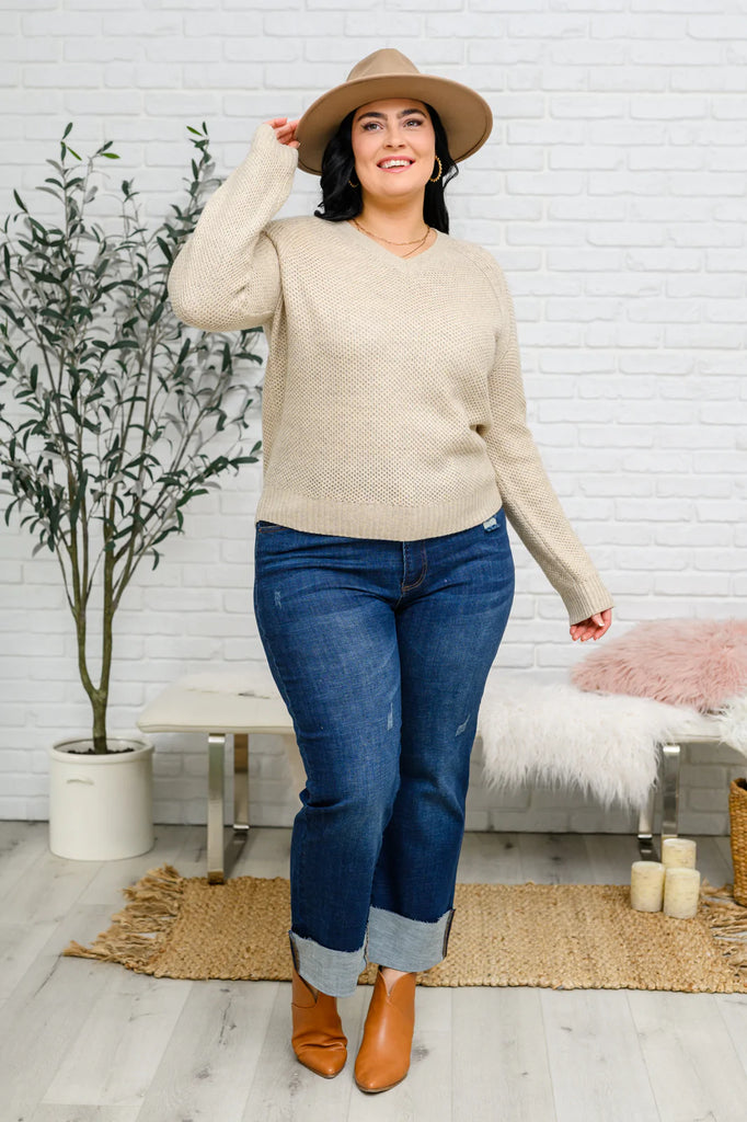 Chai Latte V-Neck Sweater in Oatmeal-Womens-Timber Brooke Boutique, Online Women's Fashion Boutique in Amarillo, Texas