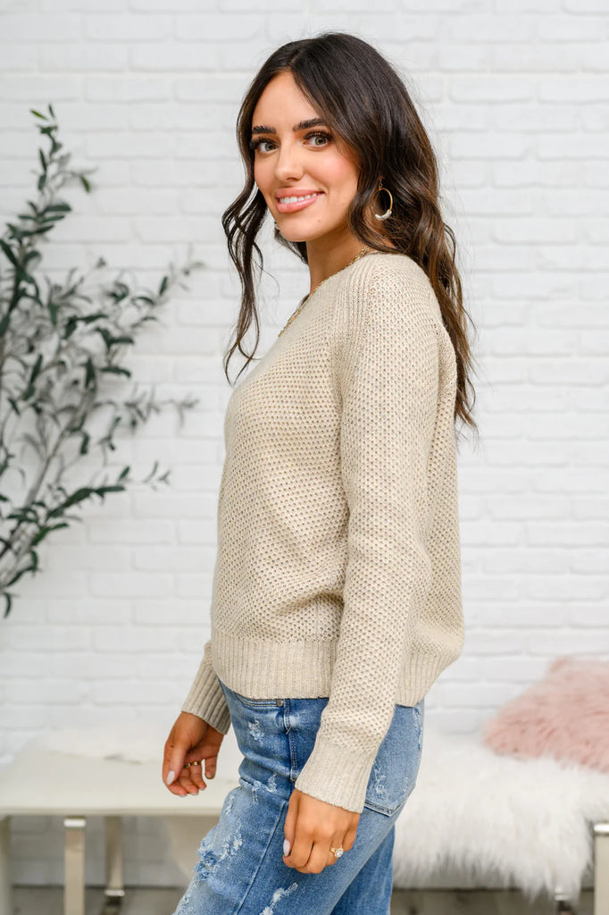 Chai Latte V-Neck Sweater in Oatmeal-Womens-Timber Brooke Boutique, Online Women's Fashion Boutique in Amarillo, Texas