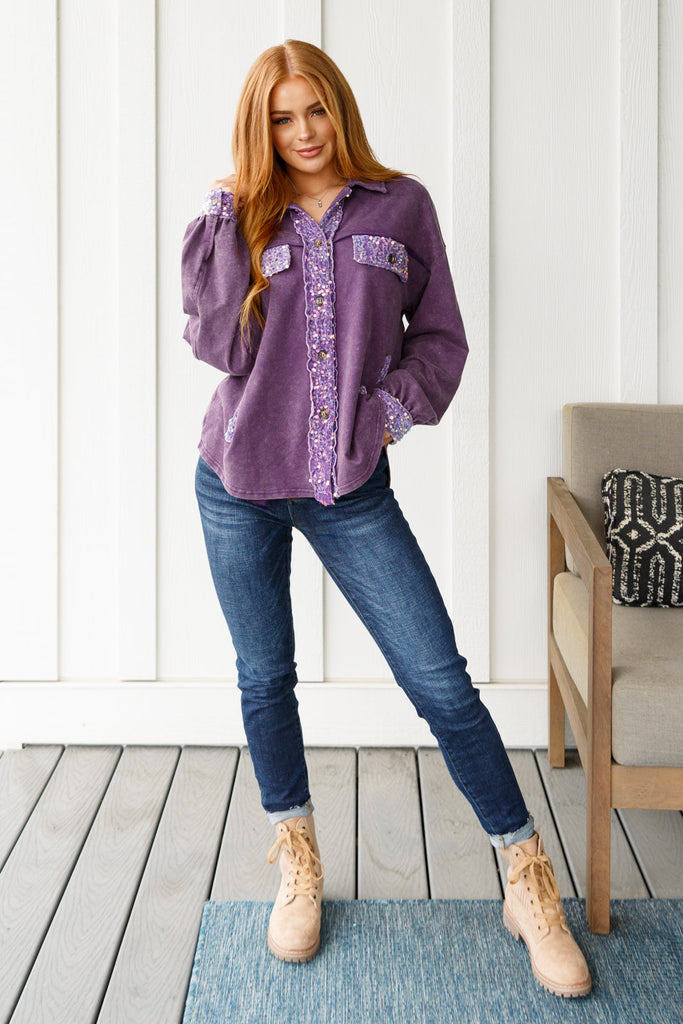 Chaos of Sequins Shacket in Purple-Womens-Timber Brooke Boutique, Online Women's Fashion Boutique in Amarillo, Texas