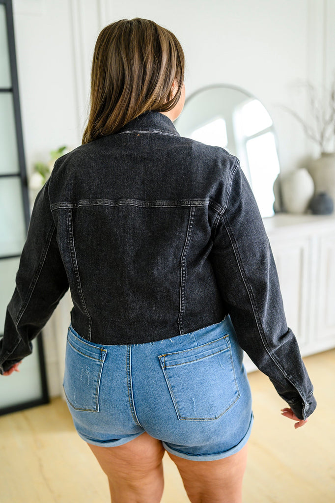 Charlie Cropped Denim Jacket-Womens-Timber Brooke Boutique, Online Women's Fashion Boutique in Amarillo, Texas