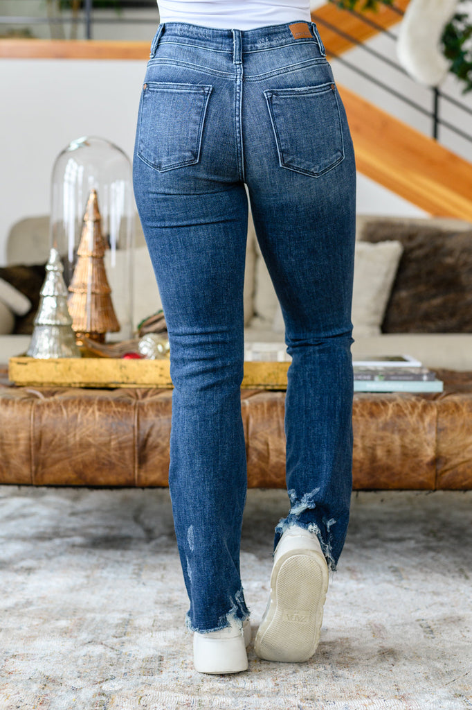 Christine High Contrast Slim Bootcut Destroyed Jeans-Womens-Timber Brooke Boutique, Online Women's Fashion Boutique in Amarillo, Texas