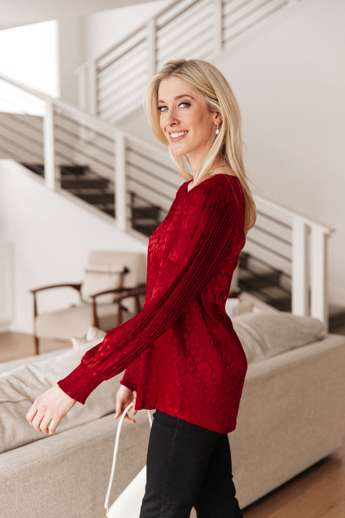 Cityscape Blouse In Burgundy-Womens-Timber Brooke Boutique, Online Women's Fashion Boutique in Amarillo, Texas