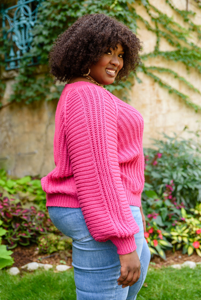 Claim The Stage Knit Sweater In Hot Pink-140 Sweaters-Timber Brooke Boutique, Online Women's Fashion Boutique in Amarillo, Texas